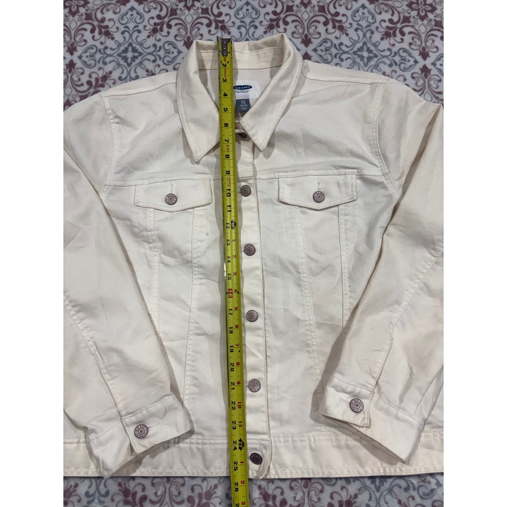 Old Navy Womens XXL Cream Off White Denim Jean Jacket Trucker Classic Cotton - Picture 3 of 8